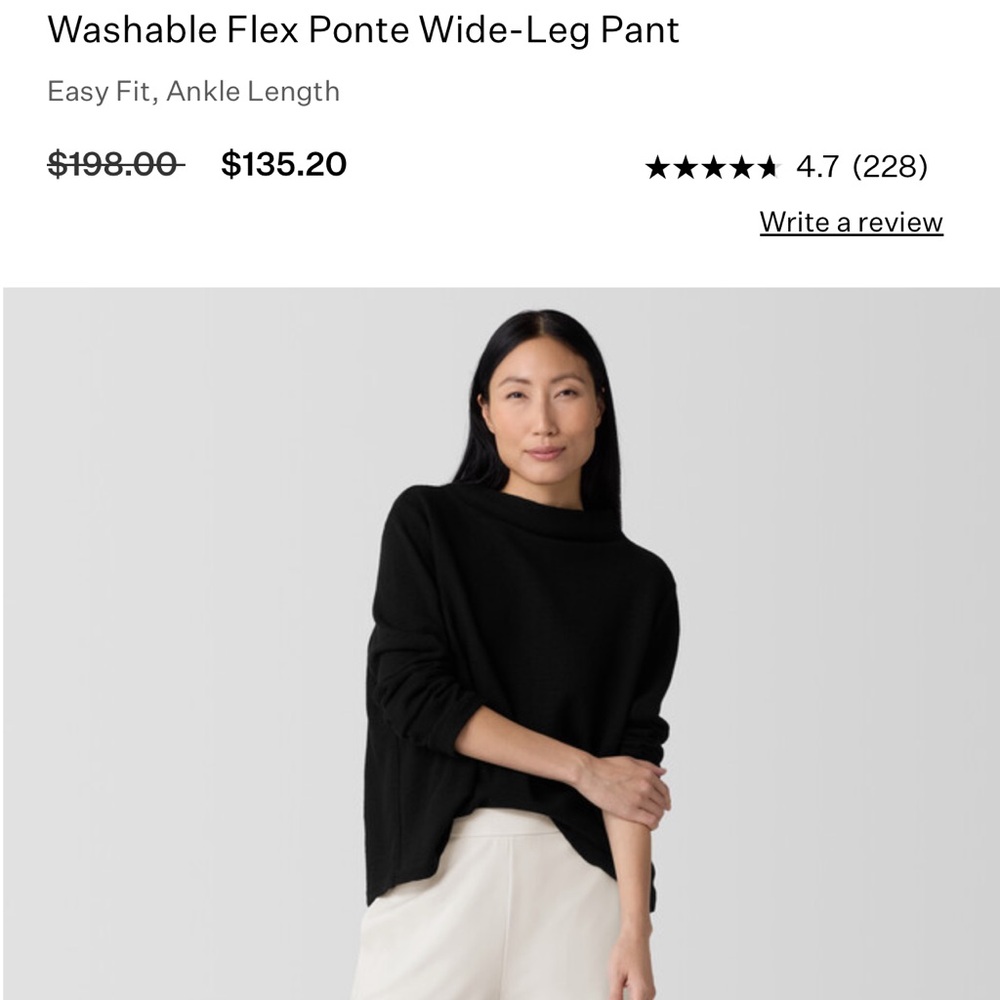 Eileen Fisher Washable Ponte Wide-Leg Pants in “bone” - Picture 6 of 14